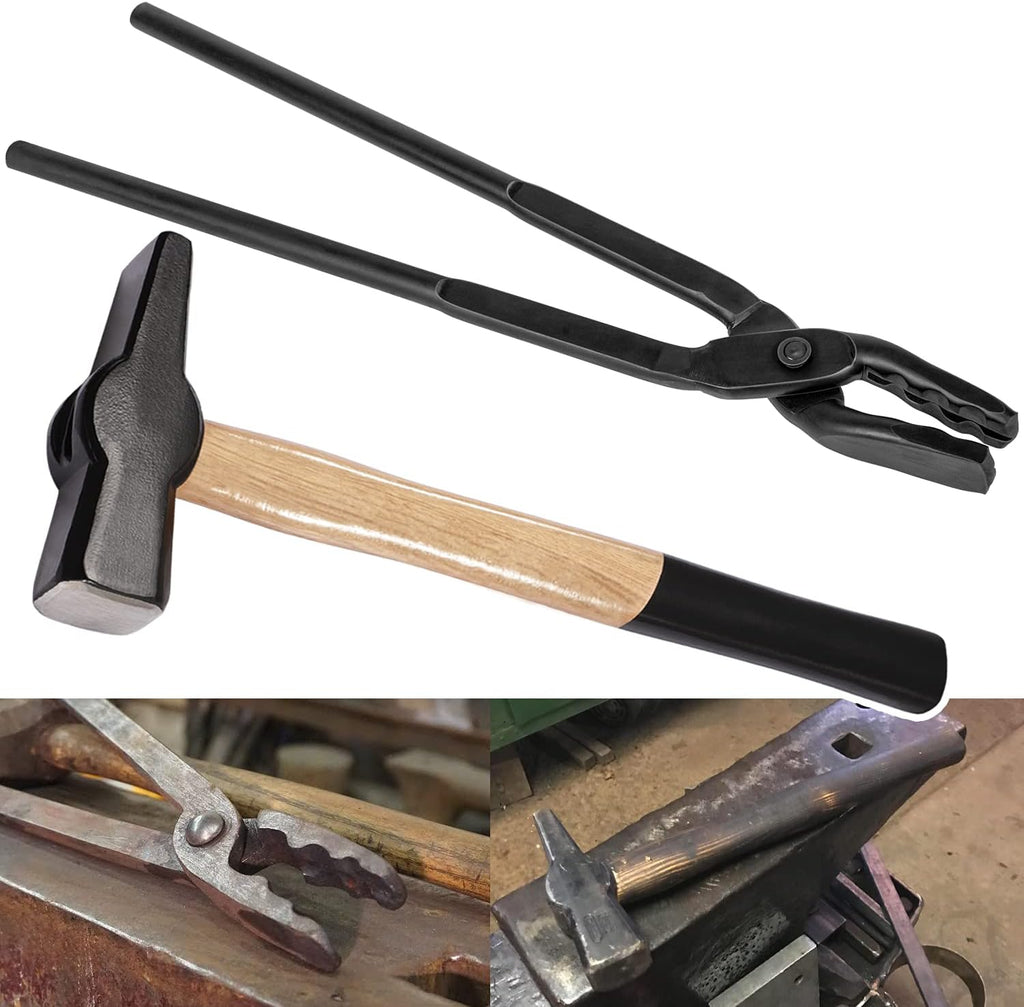16” Wolf Jaw Tongs and Hammer Tool Set, Pack of 2 B312