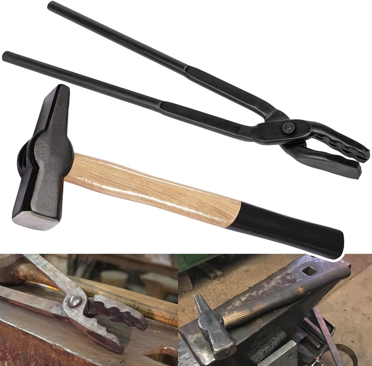 16” Wolf Jaw Tongs and Hammer Tool Set, Pack of 2 B312