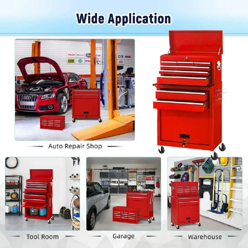 2-IN-1 8-Drawer Rolling Tool Chest & Cabinet P289