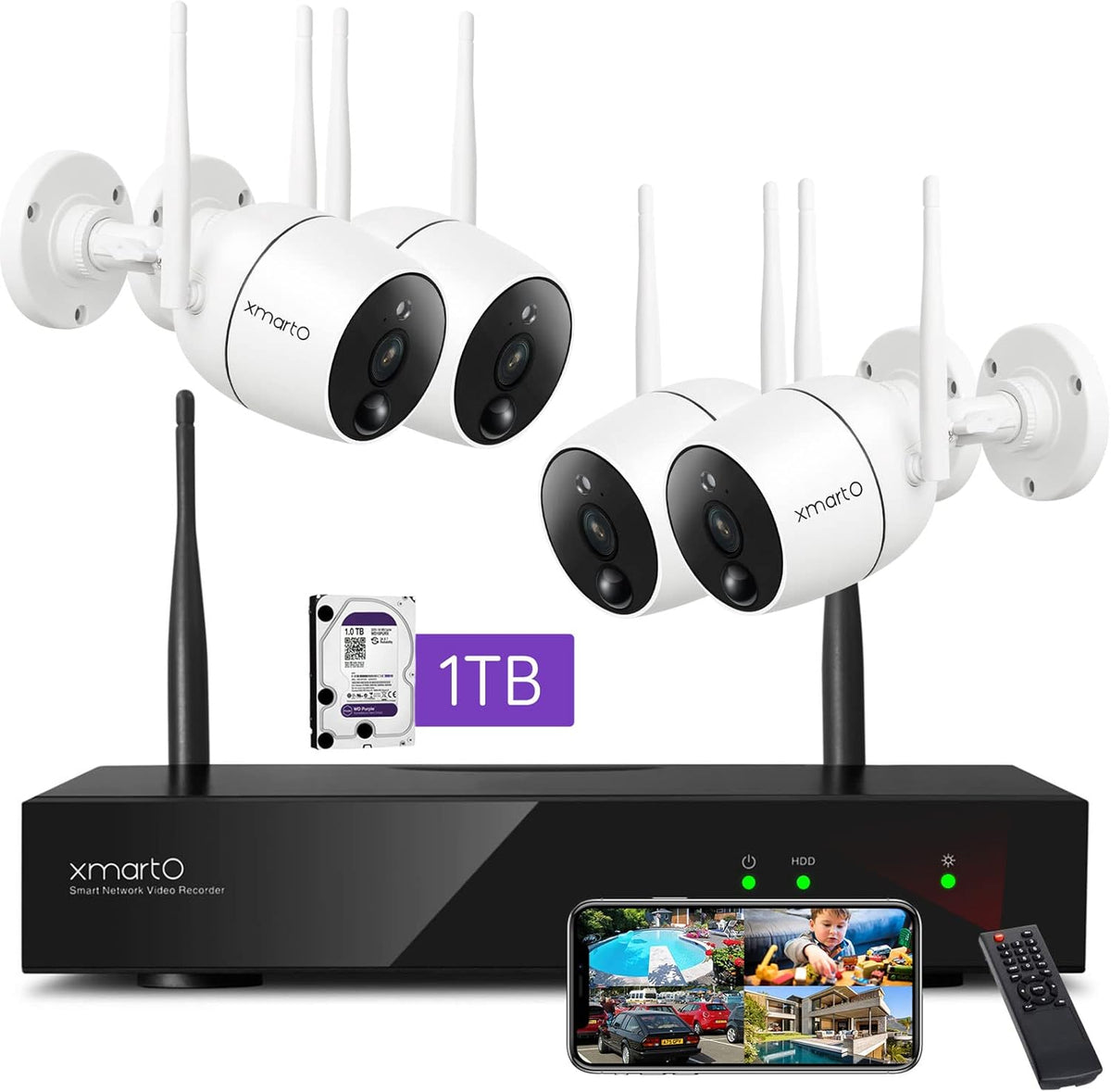 2K HD Wireless Security Camera System with Color Night Vision V371