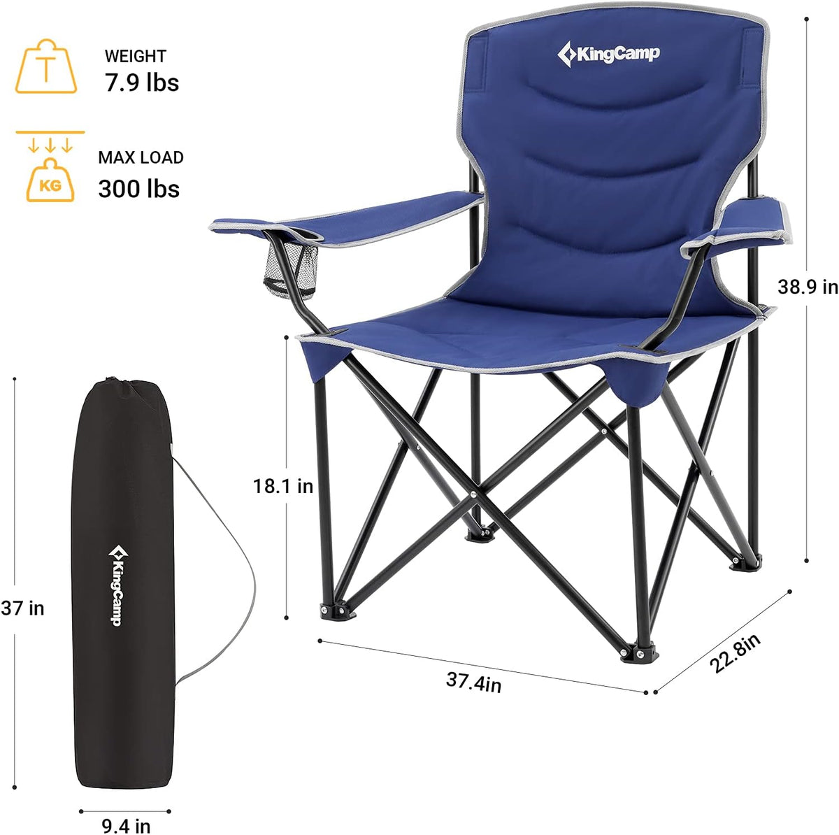 2 Pack Heavy Duty Oversized Folding Camping Chairs T115087