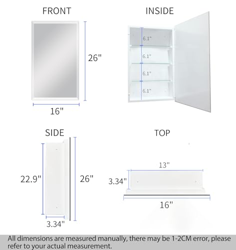 14"x24" Rectangular Beveled Frameless Mirror Cabinet V811698
