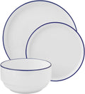12-Piece Blue Rim Stoneware Dinnerware Set O86431