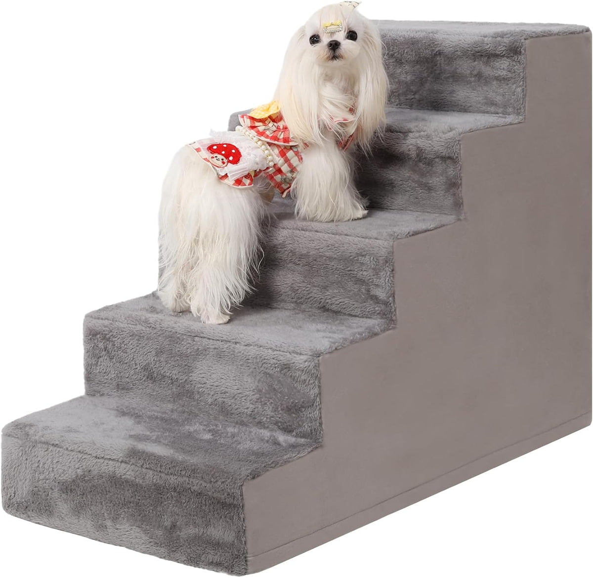 22.5’’ 5-Step Grey Pet Stairs with Non-Slip Bottom and High-Density Foam C2925