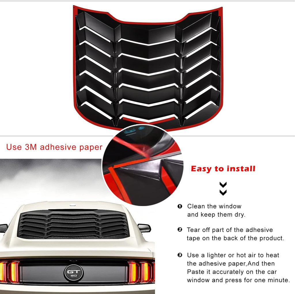 Matte Black Rear and Side Window Louvers Sun Shade Cover for Ford Mustang G129