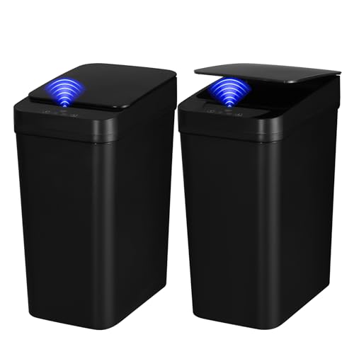 2 Pack 2.4 Gallon Black Touchless Trash Can R72025