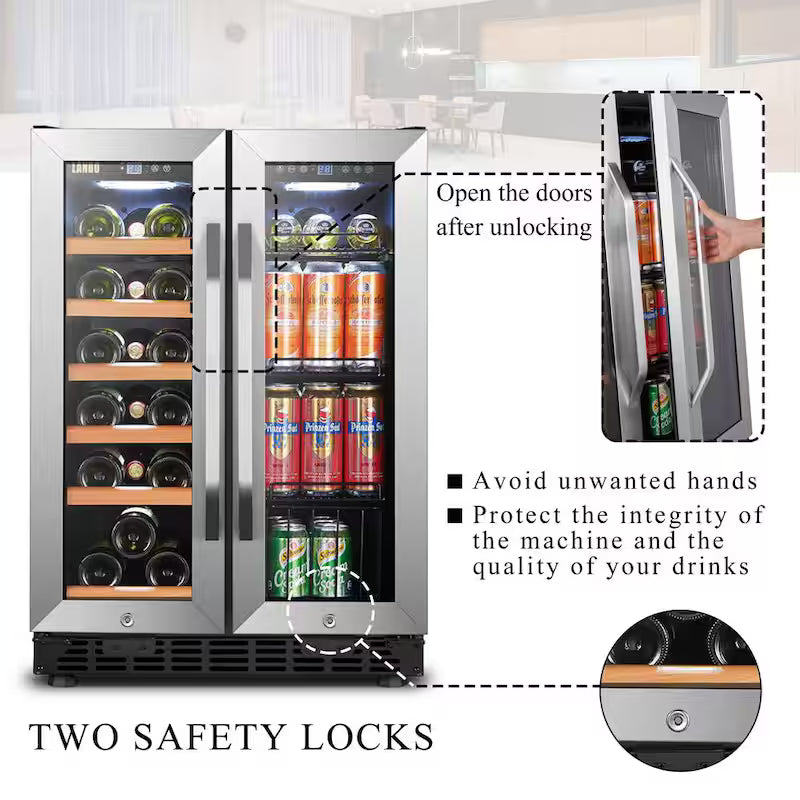 18-Bottle 55-Can Dual Zone Stainless Steel Wine Refrigerator D55798