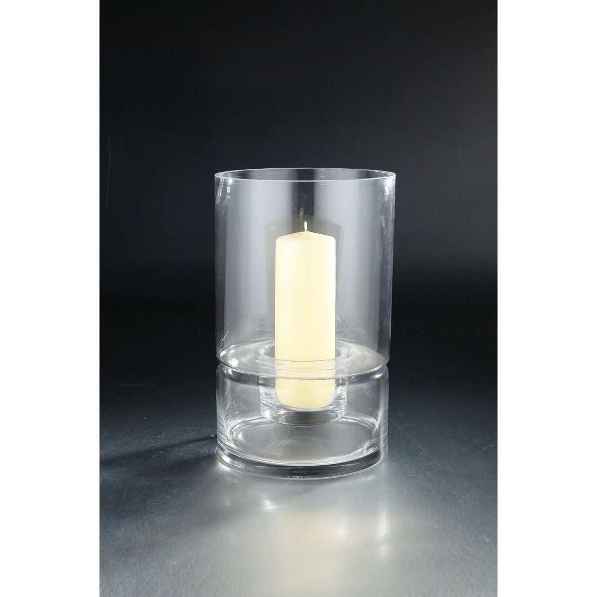 12" Clear Translucent Glass Candle Holder D7296