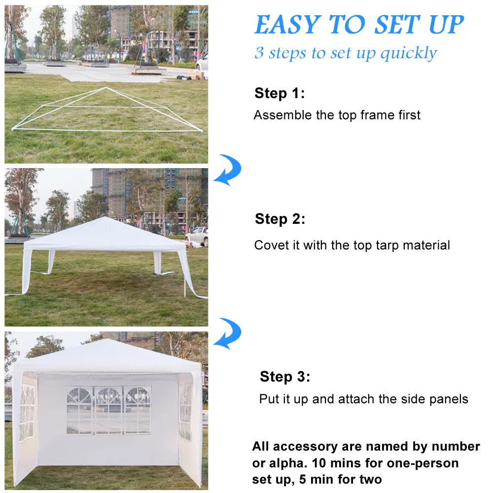 10 x 10 Canopy Tent with 3 Removable Sidewalls and Portable Bag M30571