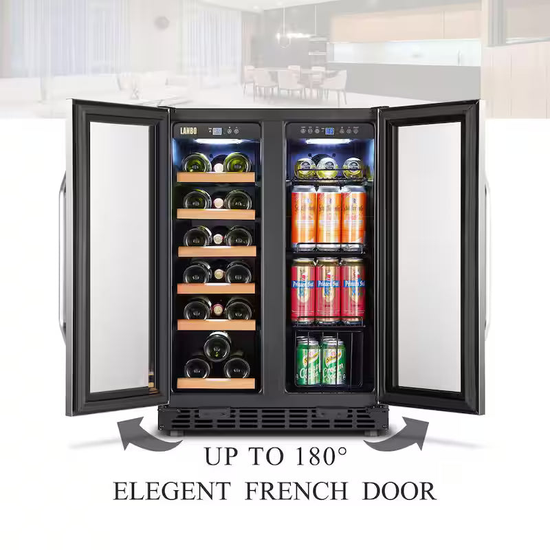 18-Bottle 55-Can Dual Zone Stainless Steel Wine Refrigerator D55798