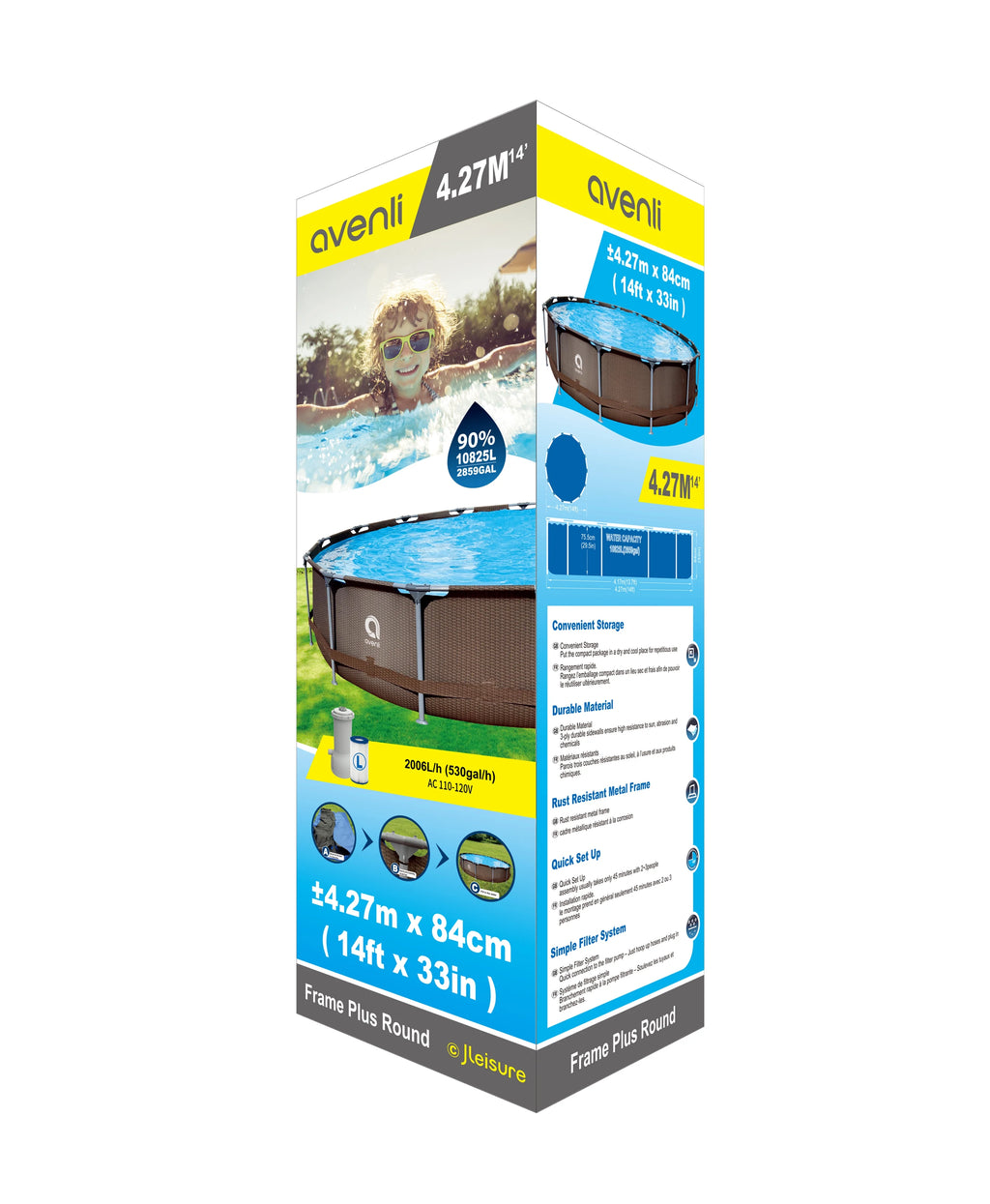 14ft x 33 Round Steel Frame Above-Ground Swimming Pool A778981