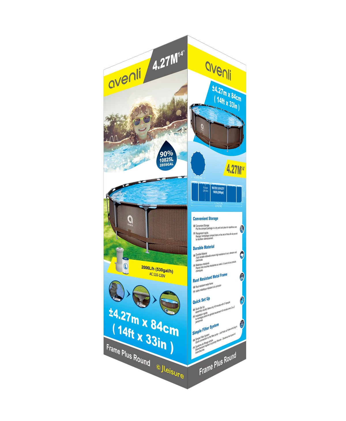 14ft x 33 Round Steel Frame Above-Ground Swimming Pool A778981