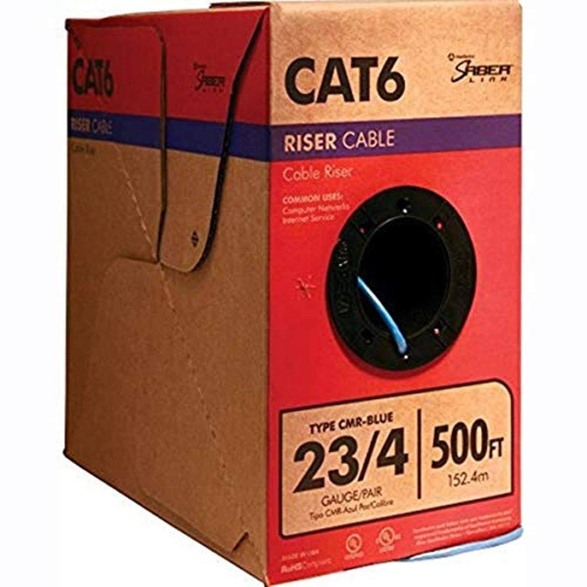 23/4 CAT6 Ethernet Riser Blue Data Cable Cord, 500 ft V622943