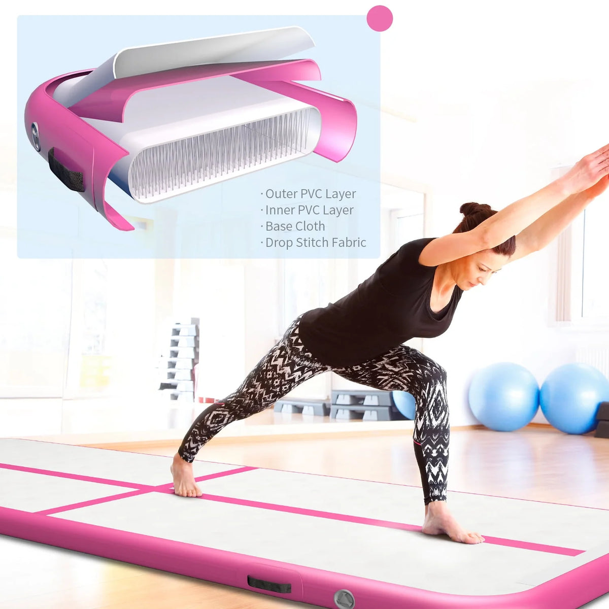 10' Inflatable Air Gymnastics Mat with Pump J655761