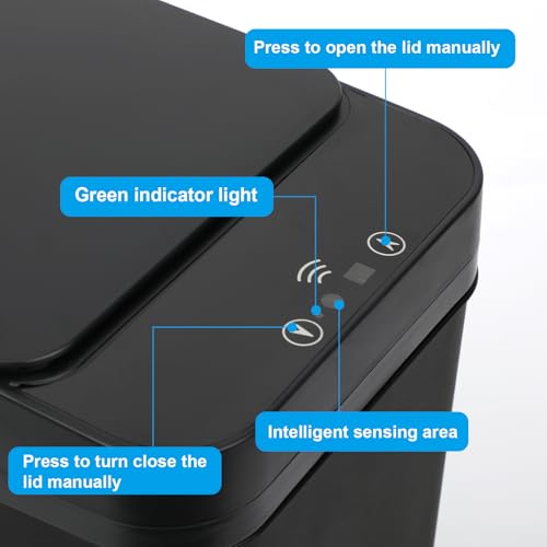 2 Pack 2.4 Gallon Black Touchless Trash Can R72025