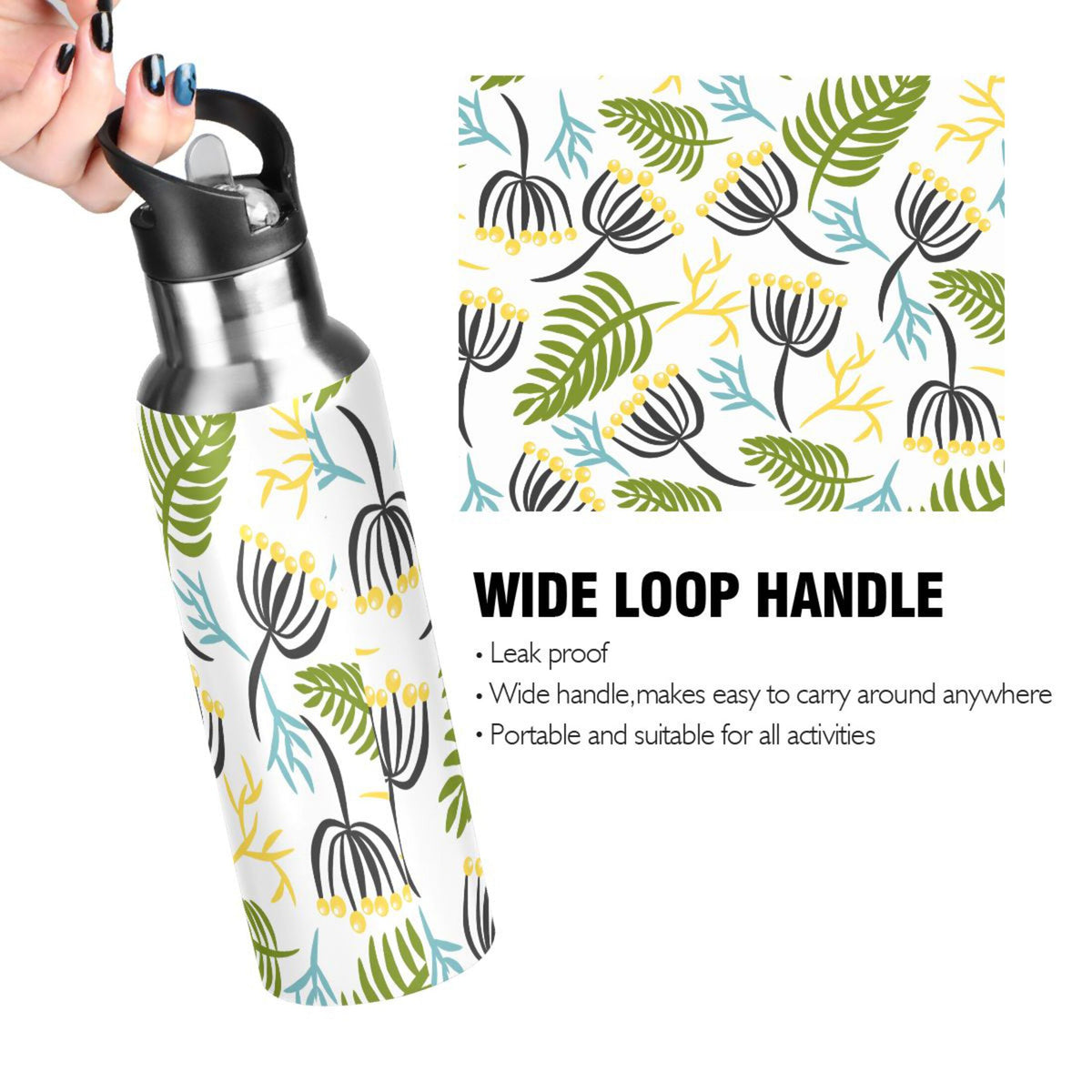 20 oz Insulated Stainless Steel Water Bottle with Straw Lid J2580