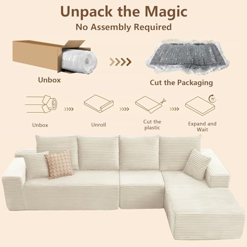 107" Modular Corduroy Sectional Sofa with Chaise Z7410