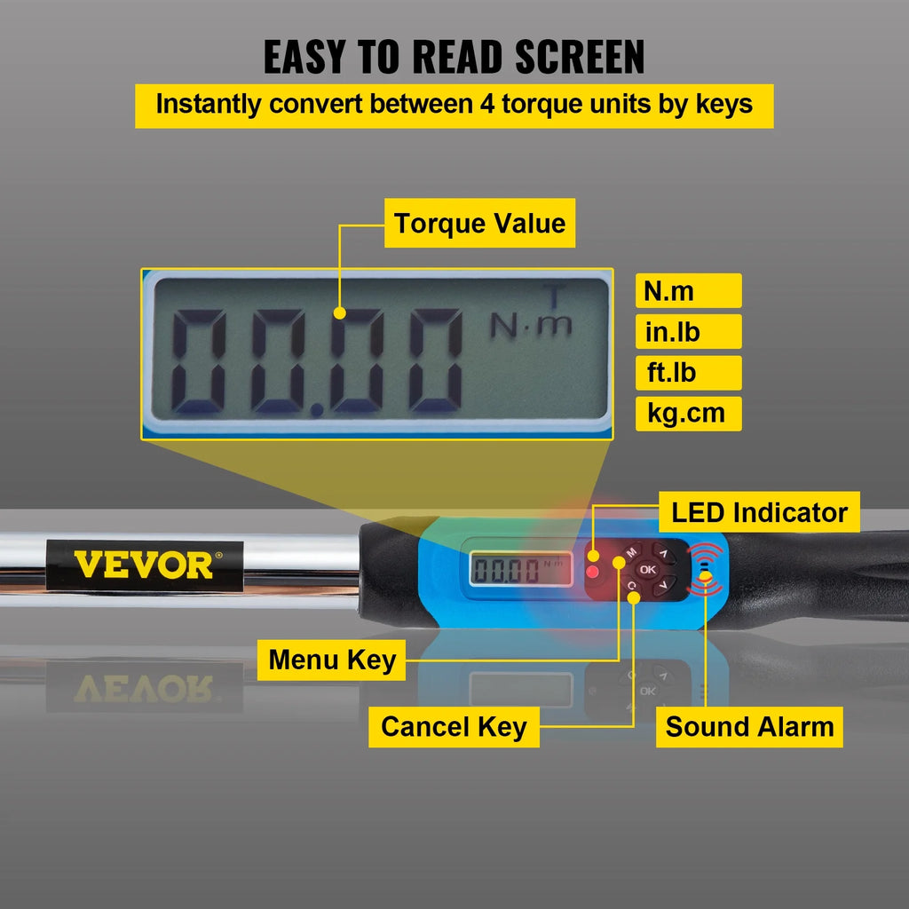 1/2" Drive Digital Torque Wrench with LED Display and Case W6928