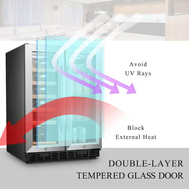 18-Bottle 55-Can Dual Zone Stainless Steel Wine Refrigerator D55798