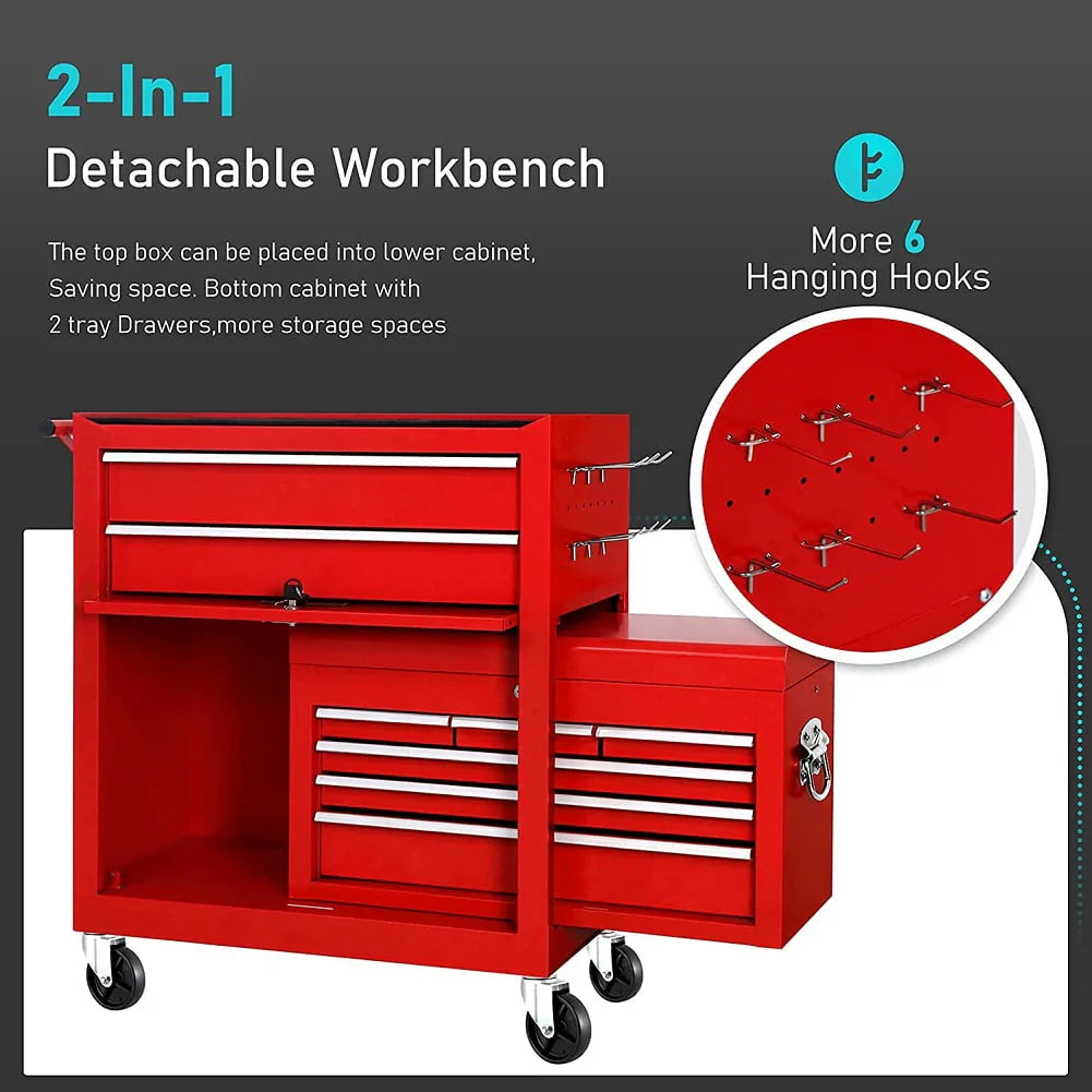 2-IN-1 8-Drawer Rolling Tool Chest & Cabinet P289