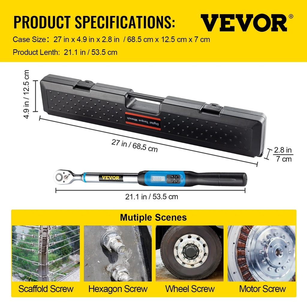 1/2" Drive Digital Torque Wrench with LED Display and Case W6928