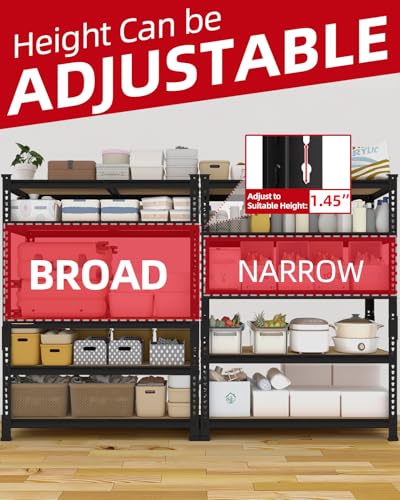 2 Pack 5 Tier Heavy Duty Adjustable Metal Storage Shelves H135259