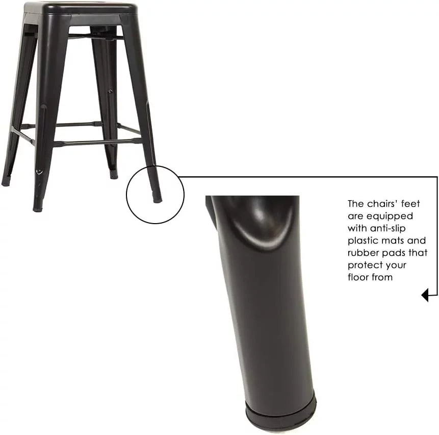 24 inch Black Metal Bar Stools Set of 4 X41386