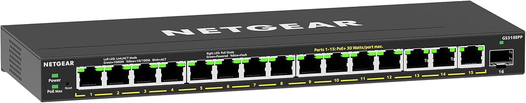 16-Port PoE Gigabit Ethernet Plus Switch with 15 x PoE+ @ 180W, 1 x 1G SFP Port B79277