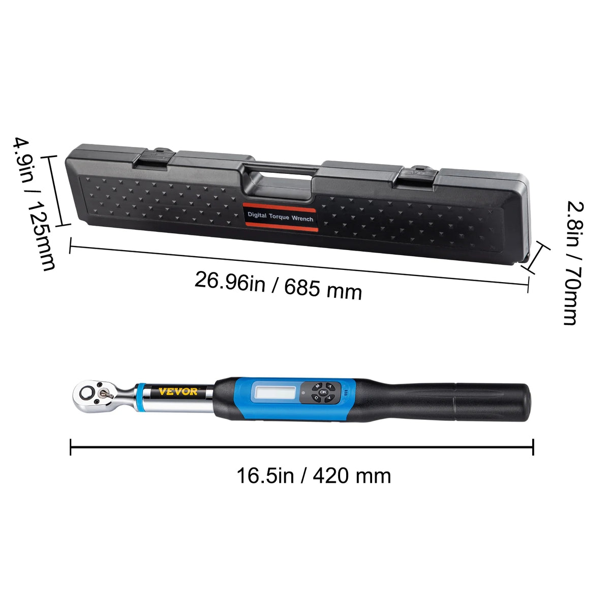 1/2" Drive Digital Torque Wrench with LED Display and Case W6928